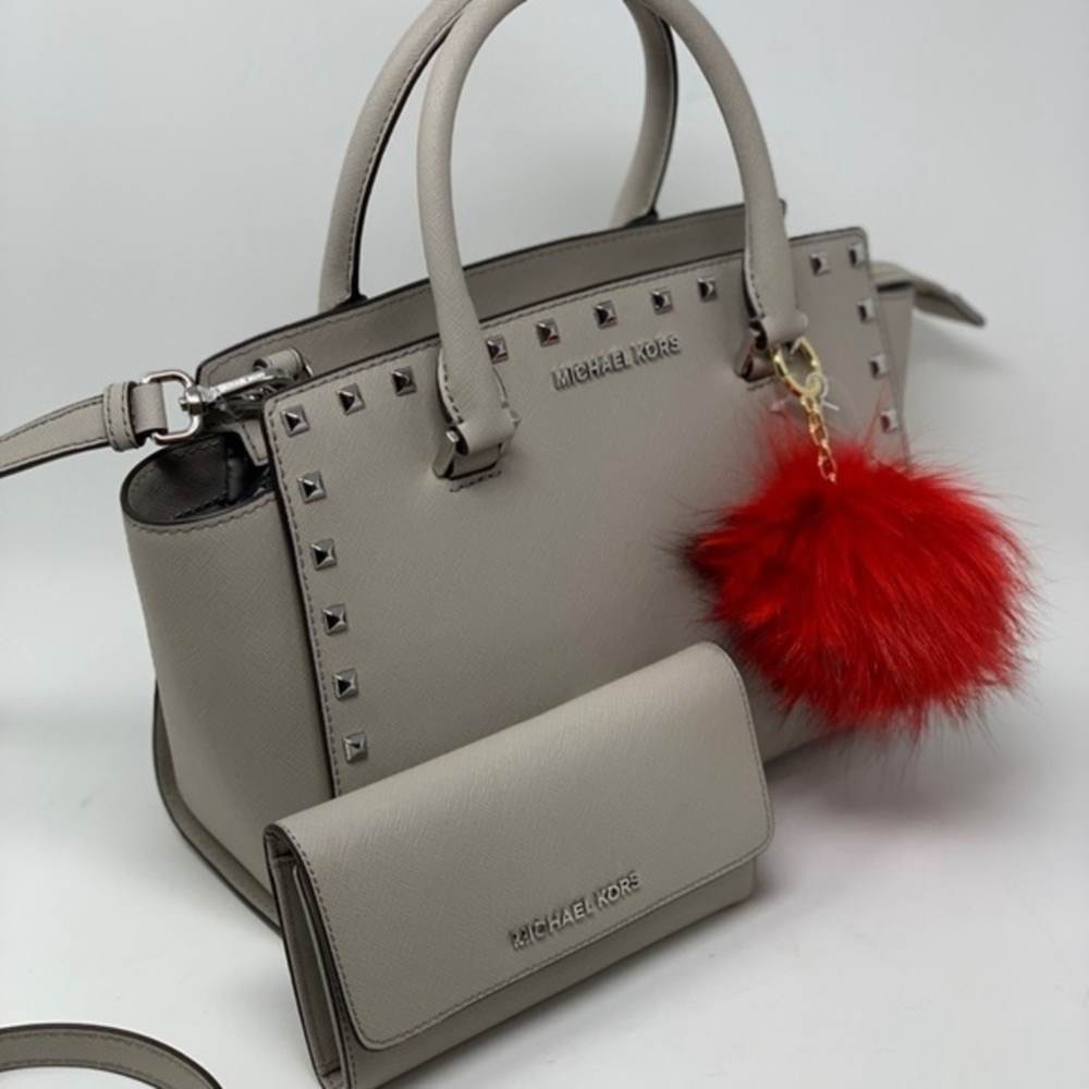 Michael Kors Gray Studded Handbag and Wallet Set - Picture 3 of 8